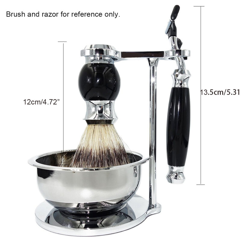 Magyfosia Stainless Steel Shaving Stand Holder Set with Bowl for Brush and Razor Storage Rack Men's Beard Bathroom Hanging Tool