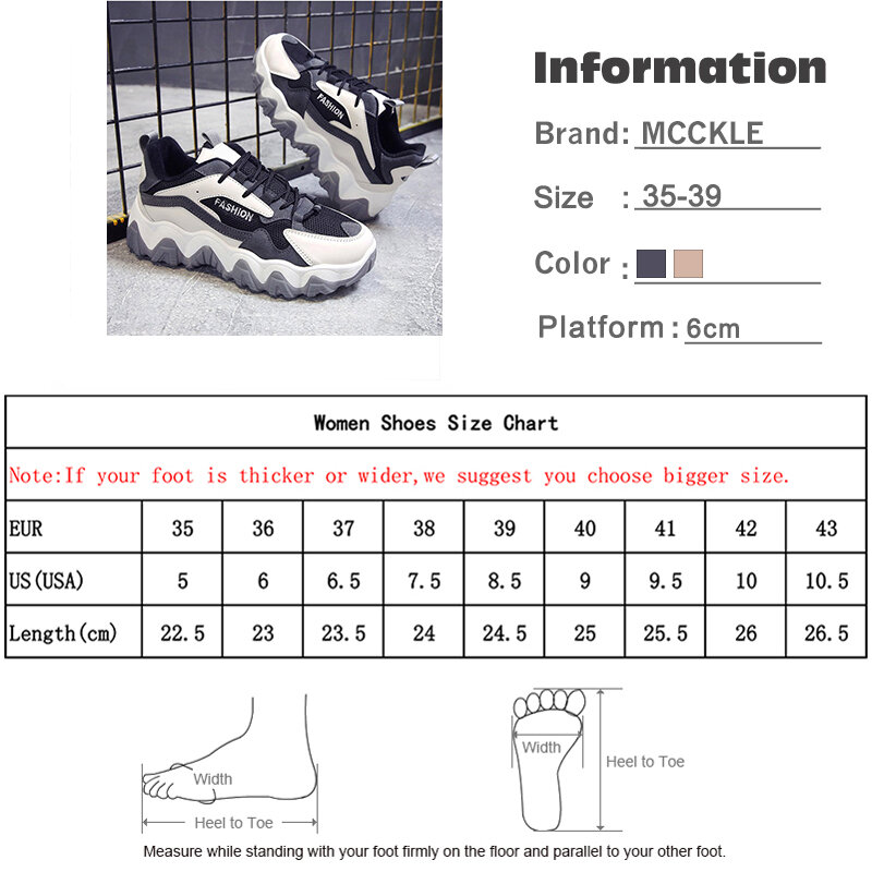 Zapatillas de deporte gruesas para mujer MCCKLE 2020 zapatos de papá informales con cordones para mujer plataforma de malla para mujer cómodos zapatos de moda para caminar para señoras nuevos