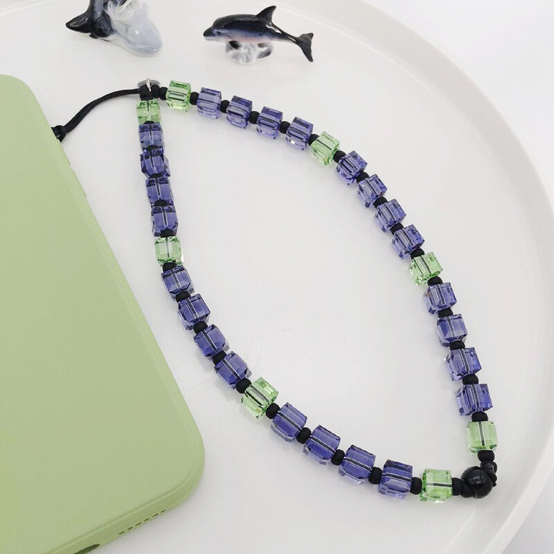 8mm Crystal Trendy Mobile Strap Phone Charm Pottery Beaded Phone Chain Jewelry For Women Anti-Lost Cellphone Lanyard Strap Gift