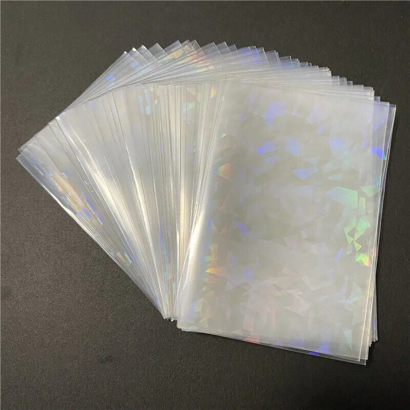 50pcs pietra preziosa rotta vetro Laser arcobaleno lampeggiante carta pellicola maniche per carte tarocchi Super Card Protector per giochi da tavolo custodia per carte