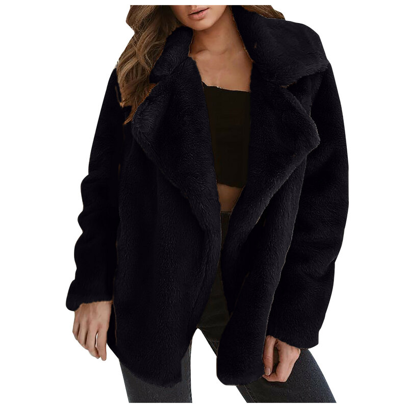 여성용 부드러운 모피 재킷, 턴다운 칼라, 따뜻한 외투, 캐주얼 여성 핑크 블랙 라이트 브라운 코트, 인기 있는 겨울