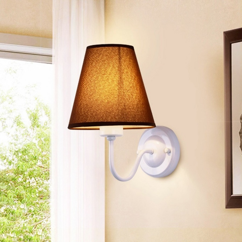 VnnZzo-Lámpara de pared Retro E27, luz de mesita de noche de tela blanca para dormitorio, decoración de sala de estar, nueva lámpara de pared 2021