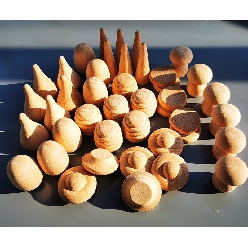 Buatan tangan Unpaint Beech boneka kayu bagian longgar/DIY lukisan kayu sarang lebah jamur kerucut tetesan achorns mainan kreatif