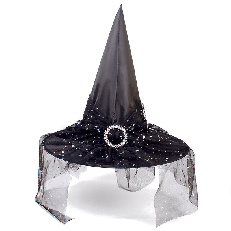 Dekoracyjne na Halloween rekwizyty kapelusz wiedźmy dzieci cosplay czarownica stroik element ubioru poliester talent