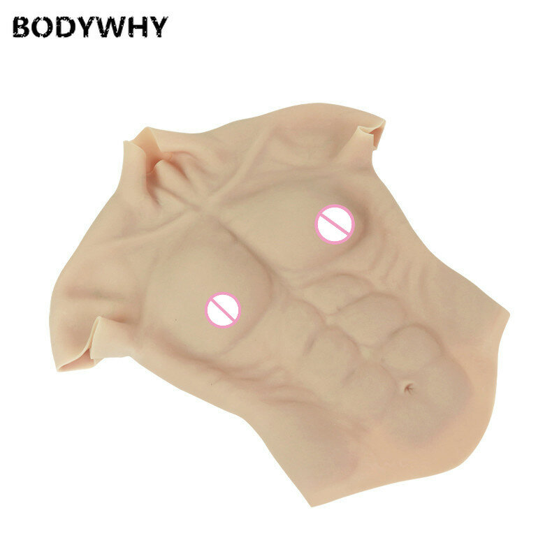 واقعية وهمية عضلات البطن البطن ماتشو واقعية سيليكون الاصطناعي محاكاة صدرية العضلات رجل الجلد حتى الجسم وهمية الثدي