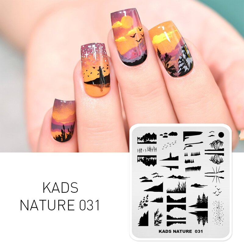 Kads Nieuwe Nail Template Natuur Nail Art Stempelen Platen Fashion Rvs Stamping Nail Art Afbeelding Stempelen Plaat Stencil