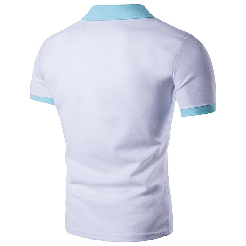 Impressão relâmpago cor-bloqueio camisa masculina de manga curta verão nova camisa polo