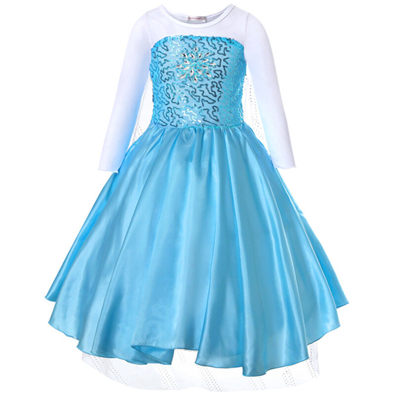 Princess Elsa Dress for Girls Kids Christmas Cosplay Snow Queen 2 Elza Anna Costume Children Carnival Birthday Party Clothing