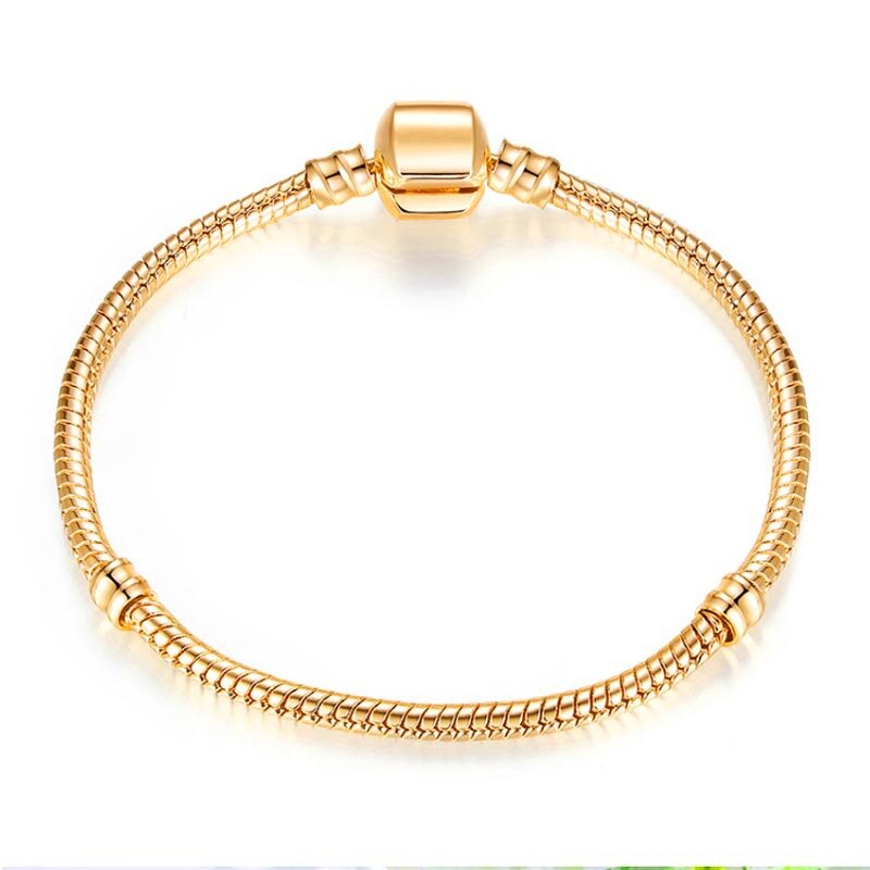 Haute qualité ajustement pandora serpent chaîne bracelet 3mm perle bijoux original berloque breloques pour les femmes cadeau