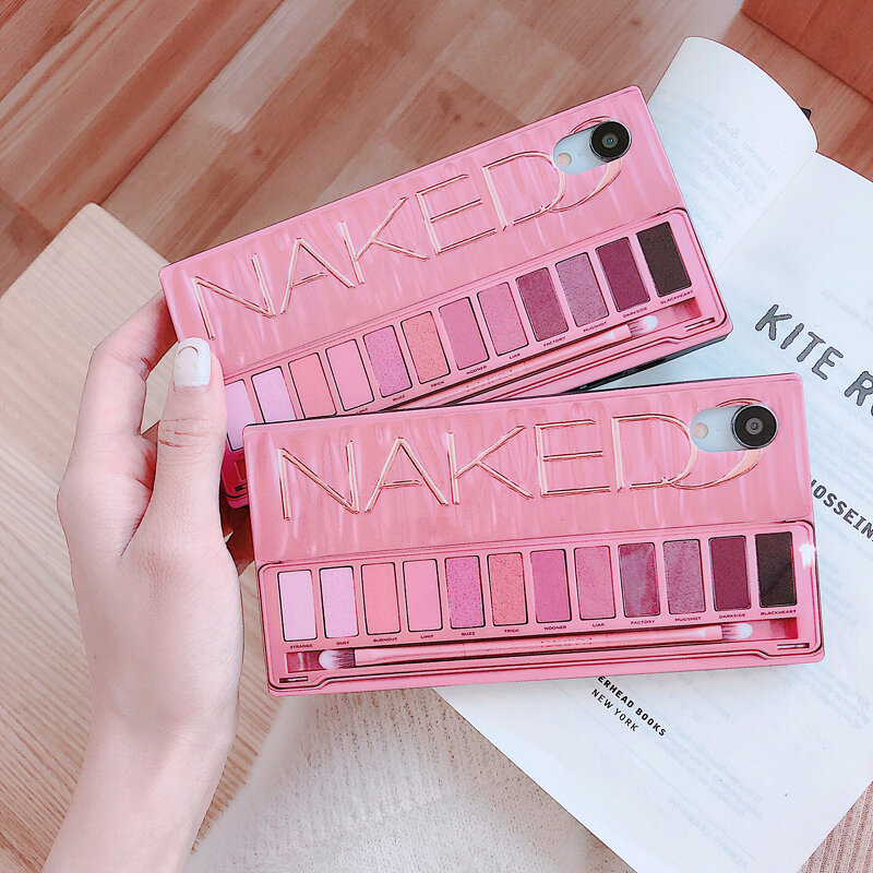 Square Makeup Eyeshadow Case For iPhone XS MAX Case 6 7 8 Plus XR Luxury Naked Mesh Eye Shadow Box Eyeshadow Soft Silicone Cover
