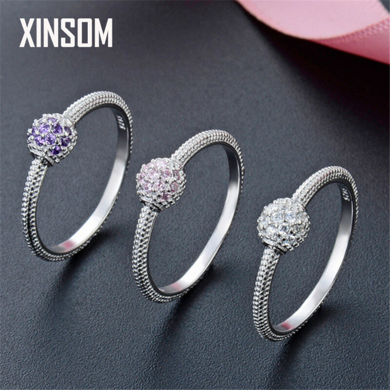 XINSOM 2020 Engagement Wedding Jewelry Korean 925 Sterling Silver Rings For Women Fashion Zircon Finger Rings Girls Gift 20FEBR4