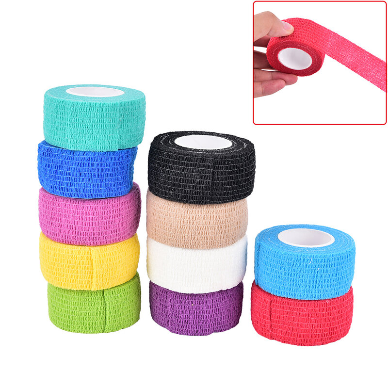 Bandagem coesiva flexível de algodão, fita esportiva autoadesiva da bandagem, 11 cores, 2.5cm x 4.5m, 1 peça