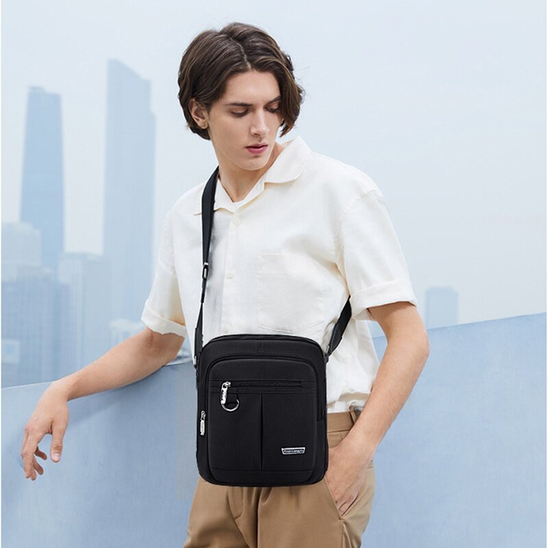 Mens Nylon Waterproof Messenger Bag Multifunctional Casual Business Travel Shoulder Crossbody Bag