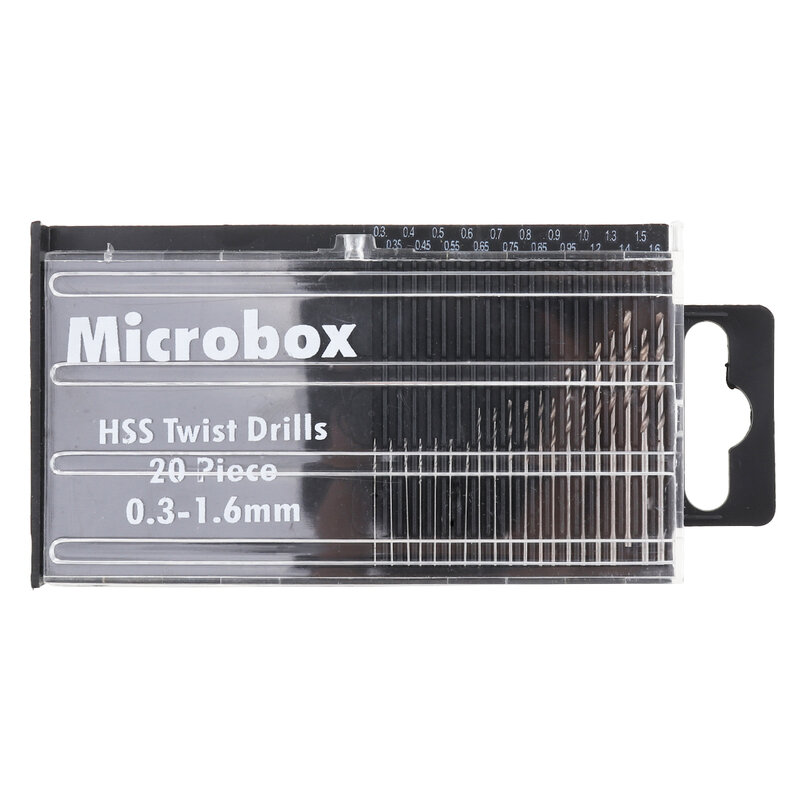 20pcs/set Microbox Precision HSS Twist Drills Bit Craft Hobby 0.3-1.6mm for WoodPlastic Products PCB Circuit Board Drilling