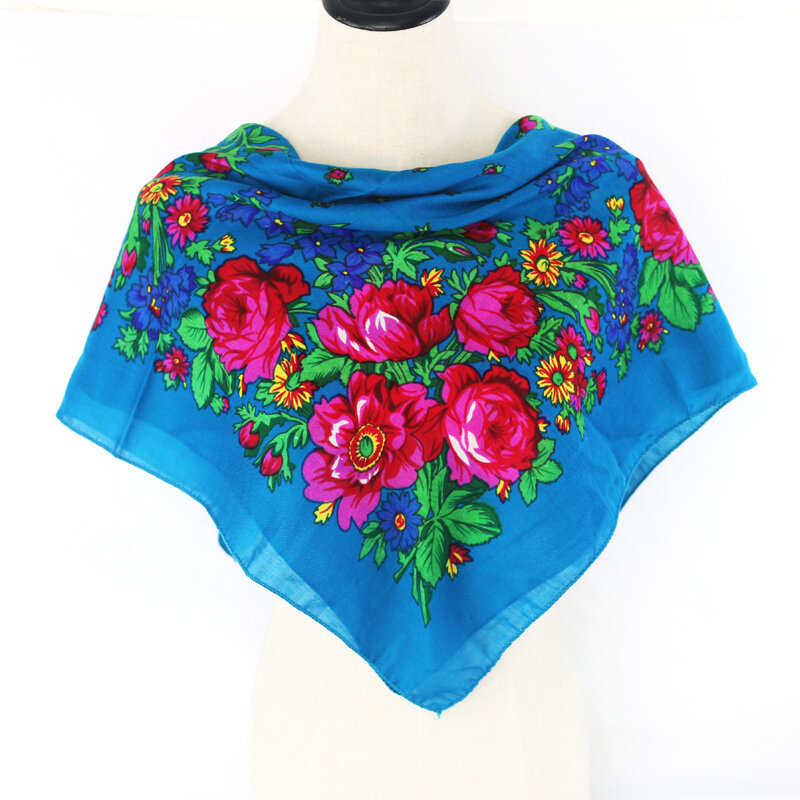 Luxus Besigner Mode Stil Russische Ethnische Gedruckt Muster Frauen Baumwolle Kleine schal Taschentuch Schal 70cm * 70cm Hijab schals