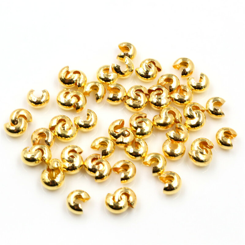 Lot de 100 pièces de perles rondes en cuivre à sertir, 3, 4 ou 5mm, perles d'espacement, bouchon, pour bricolage, fabrication de bijoux, fournitures