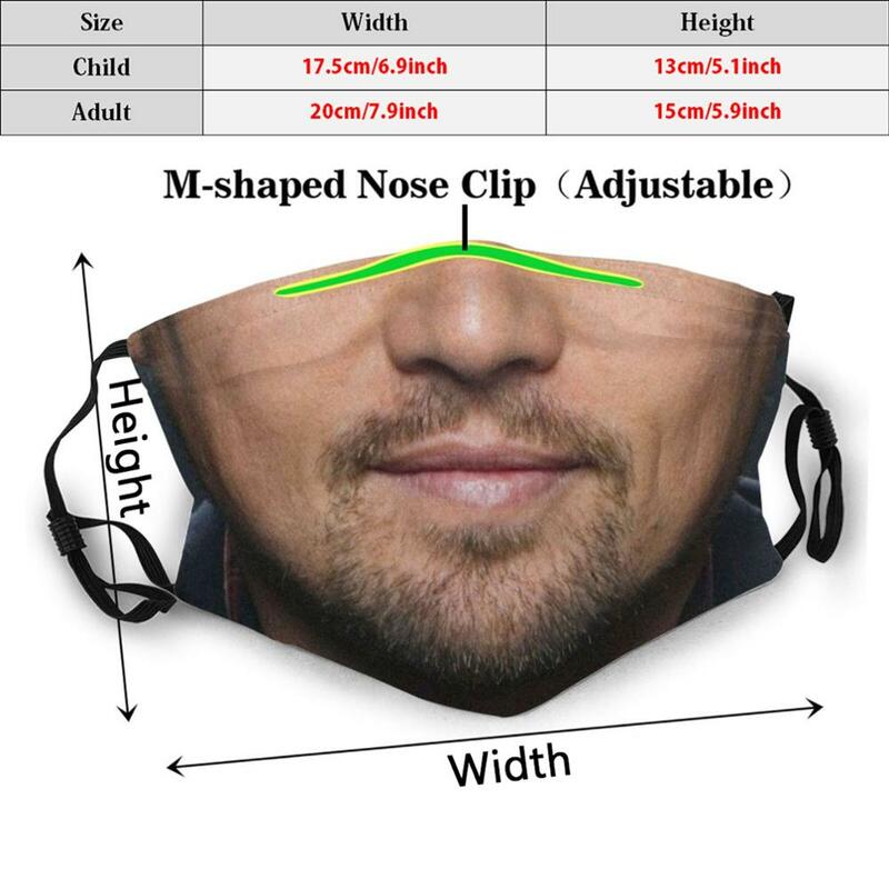 Leonardo Dicaprio-mascarilla facial con estampado divertido, máscara reutilizable con filtro Pm2.5, Leonardo Dicaprio