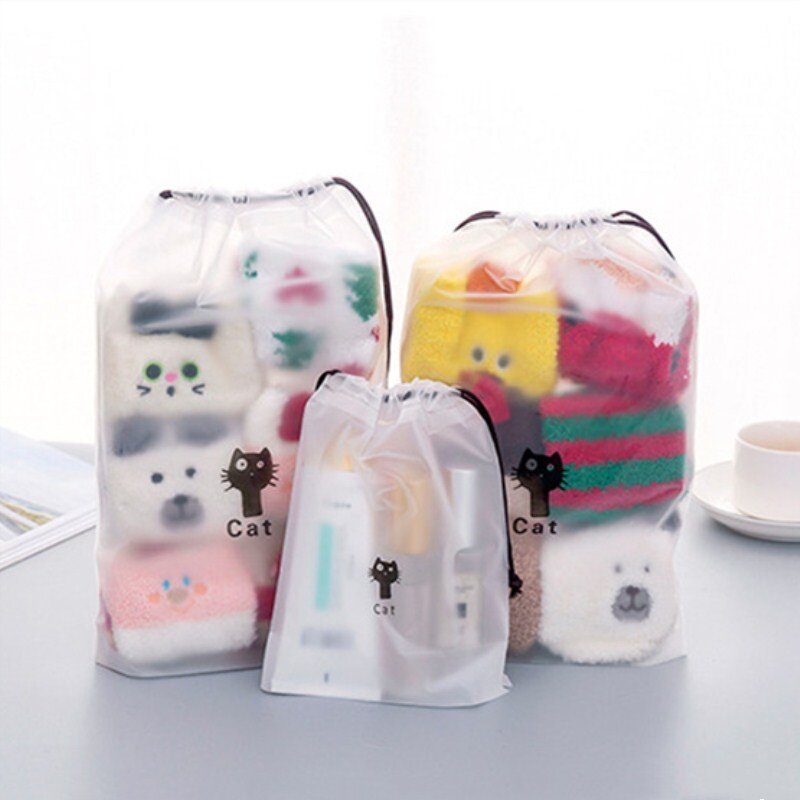 Transparent EVA Women Cosmetic Bag Travel Drawstring Swimming Waterproof Makeup Bag Beauty Case Tote Bath Wash Bags Handbag