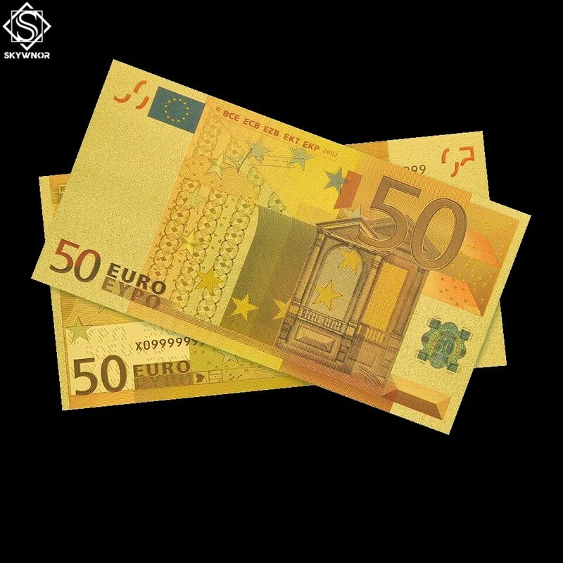 Faux billets en or, 50 billets de banque européens