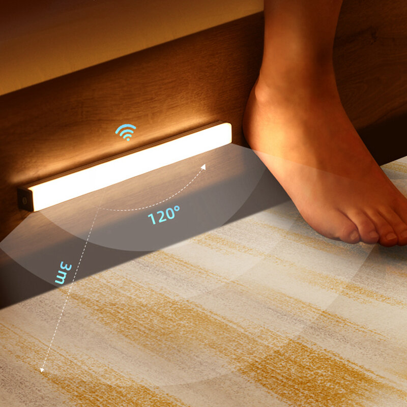 2021 Baru Lampu Malam Sensor Gerak Pintar LED Lampu Malam Dioperasikan Ulang Lampu Samping Tempat Tidur WC untuk Kamar Lorong Jalur Toilet