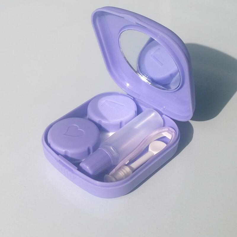1pc New Mini Square Contact Lens Case with Mirror Women Colored Contact Lenses Box Eyes Contact Lens Container Lovely Travel Kit