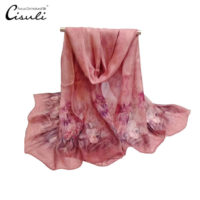 CISULI 100% Chiffon Long Scarf 110X180cm Printed Silk Shawl scarfs for ladies/Luxury Desigual Chiffon Hijab Silk Scarf
