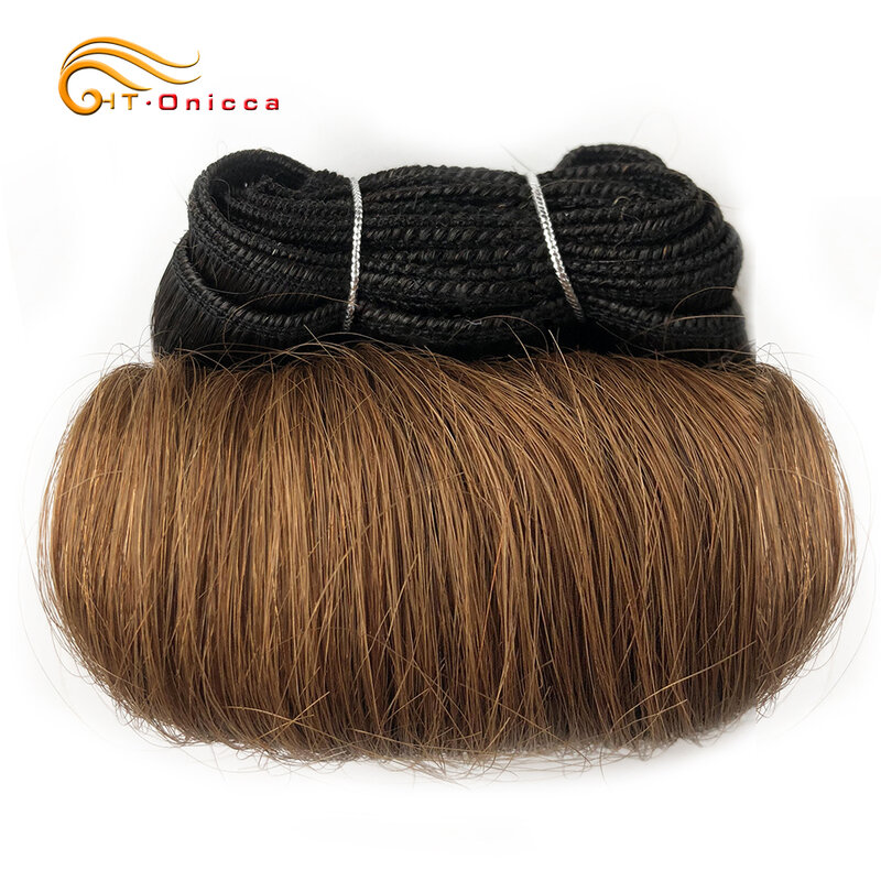 Pacotes indianos do cabelo com fechamento, fechamento transparente, onda fraca, tecer, extensões curtos do cabelo