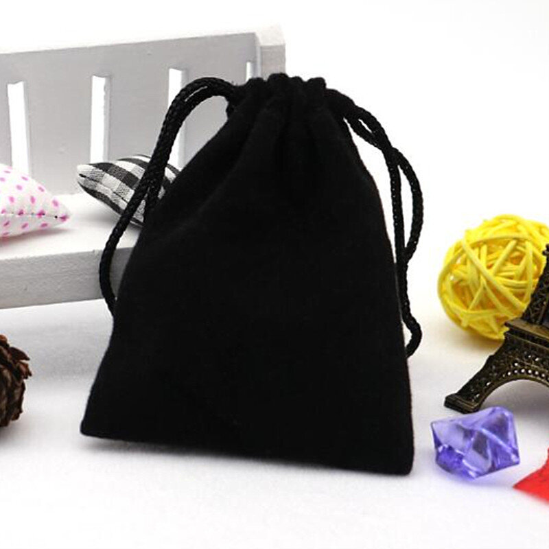 Bolsa de franela negra para juegos de mesa, bolsa protectora para dados, organizador de joyería multifuncional con cordón, 1 ud.