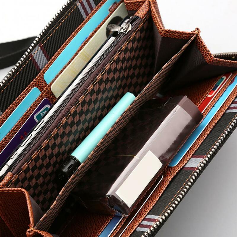 2021 Fashion Men Multi-slot Large Capacity Canvas Card Cash Wallet Zipper Business Handbag