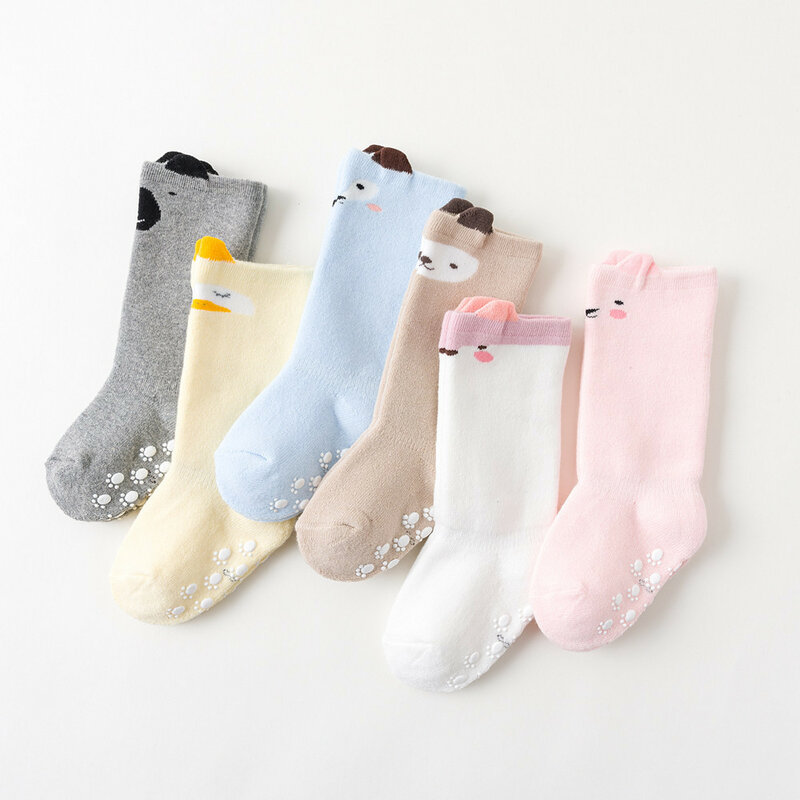 1 Pair To 2 Years Long Socks Anti-Slip Girls Boys Socks Warm Winter Thick Terry Socks for Newborn Baby Cute Cartoon Infants