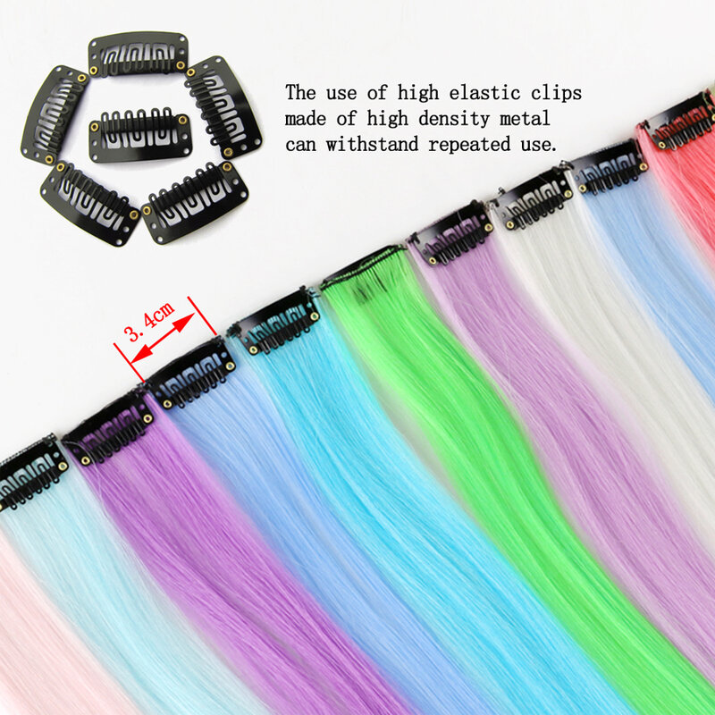 Синтетические мягкие искусственные волосы 20 дюймов, Светящиеся Волосы, 1 зажим для наращивания волос, доступны в 11 цветах, высокотемпературное волокно