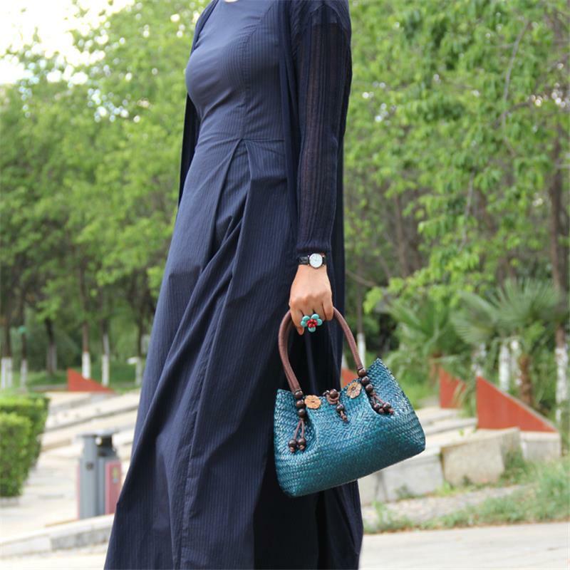22x15CM New Style Straw Bag Retro Women Thailand Handbag Pouch Shopping Casual Travel Beach Bag Rattan Bag a6104