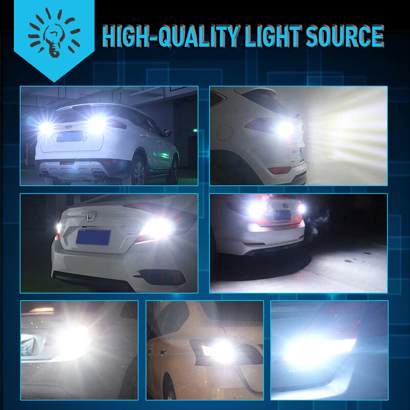 Carro Lâmpadas LED para Dimensões LADA Luzes, Super Brilhantes Lâmpadas Brancas, Canbus T20, 7443, W21W, 7441, 7443, 7444, W21, 5W, 6000K, DC 12V, 4 pcs