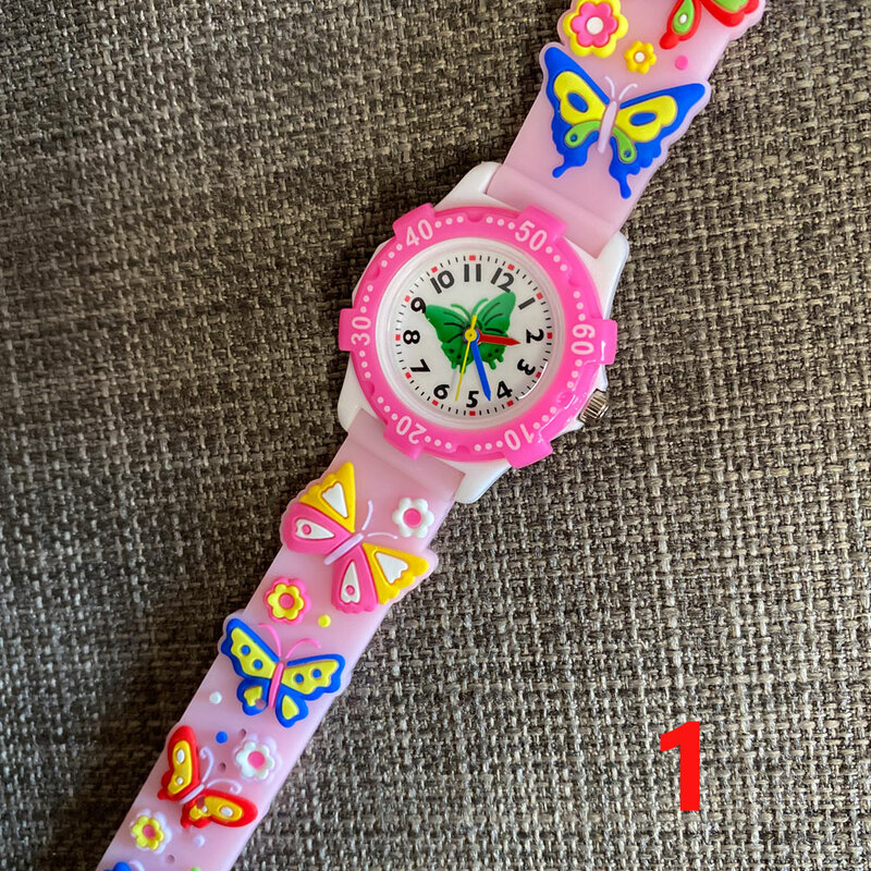 Relógio de pulso luminoso infantil com desenho borboleta, relógio de quartzo criativo, pulseira de escultura ponteiro, relógio de pulso para meninas, presente de natal