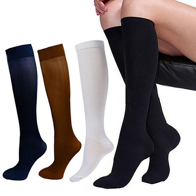 Unsex-nylon meias de compressão para varizes, alívio da dor nas pernas, respirável, 29-31cm, para uso ao ar livre