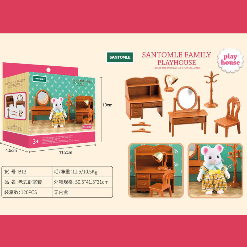 1:12 Forest Animal Family Villa Furniture Doll Toy Forest Family Mini Bedroom Set DIY Miniatura Doll House Children Furniture