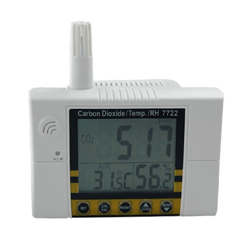 Nos enchufe Az7722 Co2 Detector de Gas con prueba de temperatura y humedad con alarma de salida de relé de Control de ventilación S