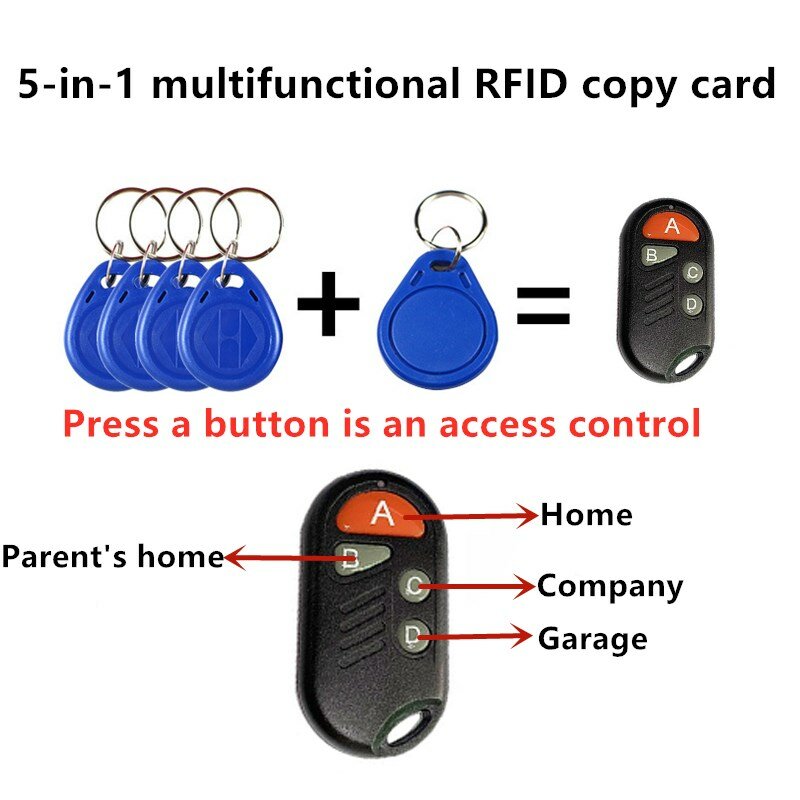 RFID Keyfob múltiplo com etiqueta de cartão mutável, EM ID, IC gravável, 13.56Mhz, 4 em 1, 125khz, 1k S50 UID Tag, 1pc por lote