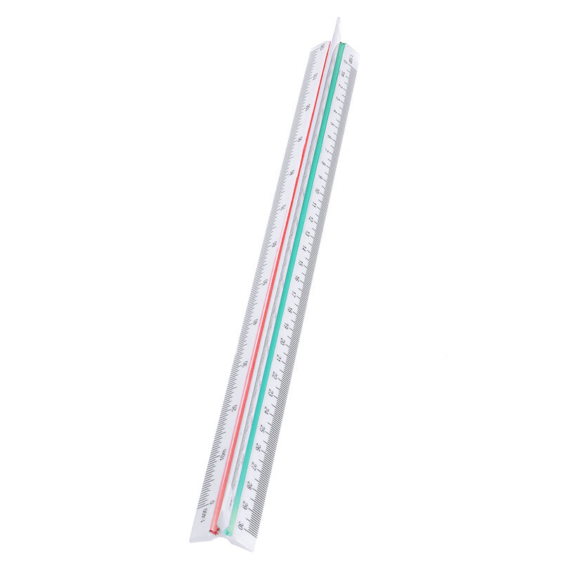30cm Color Coded Side Triangular Scale 1:100/200/250/300/400/500 Triangular Metric Scale Ruler Engineer Tool 12.6'' Multicolor