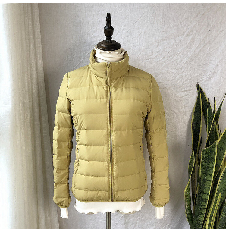 Seamless Winter Puffer Jackets for Women Warm White Duck Feather Parka Coats Female Light Weight Portable Windproof Outerwear