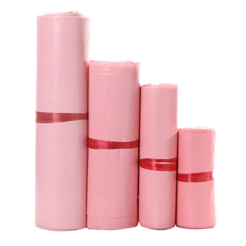 50 шт./лот, розовые полупрозрачные курьерские Упаковочные пакеты, плотные водонепроницаемые мешки, полиэтиленовые конверты