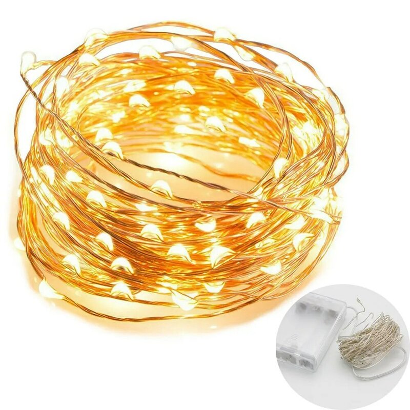 20 50 100 LED Starry Light String Fairy Garland Battery Power Copper Wire Lights For Party Christmas Wedding 9 Colors 10M 5M 2M