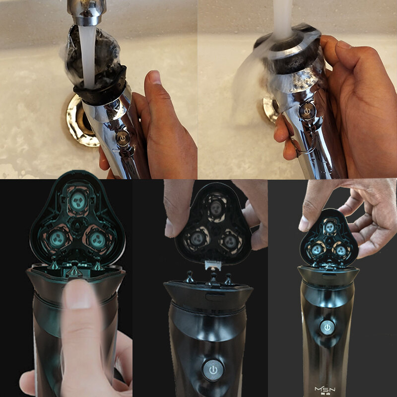 Afeitadora eléctrica para hombre, máquina de afeitar inteligente para Barba, IPX7 resistente al agua, en seco y húmedo