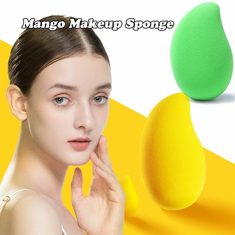 Accesorios de base en polvo para mujer, esponja de cojín en forma de Mango, huevo de maquillaje, esponja cosmética, herramienta de belleza