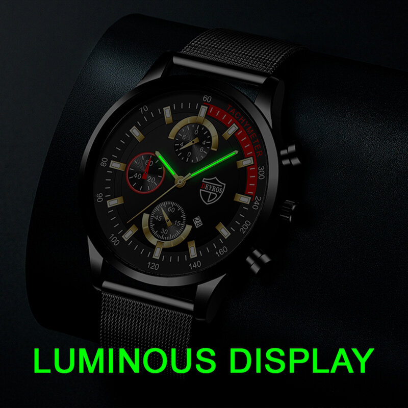 Fashion Mens Watches Luxury Stainless Steel Mesh Belt Quartz Wrist Watch For Men Business Casual Leather Watch relogio masculino