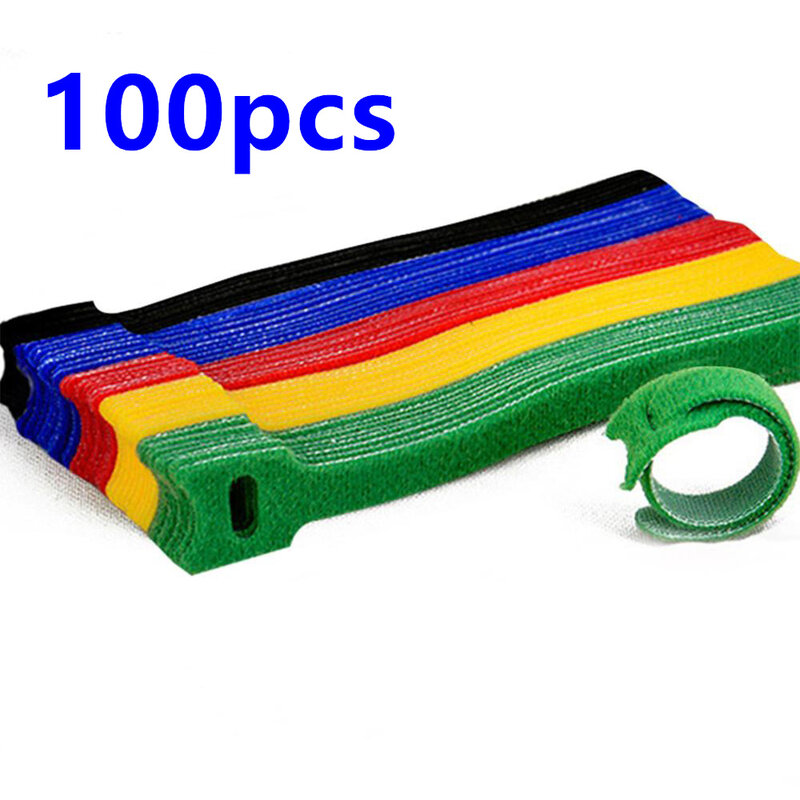 50 Buah/100 Buah Tali Kabel Dapat Dilepas Plastik Berwarna Kabel Dapat Digunakan Kembali Ikatan Nilon Loop Wrap Zip Bundel Ikatan T-type Kabel Dasi Kawat