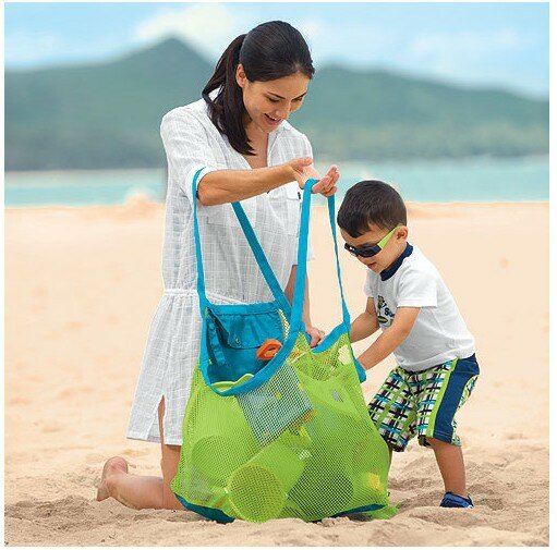 Sac de plage Portable pliable jouet sac de rangement enfants maille Drain sable organisateur fourre-tout sacs pour la natation Sport de plein air D30