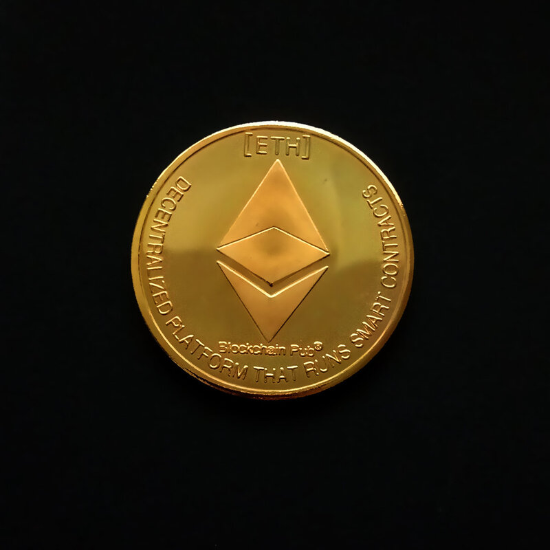 Moneda creativa de Ethereum, recuerdo coleccionable chapado en oro, gran regalo, colección de arte Ethereum, moneda conmemorativa física