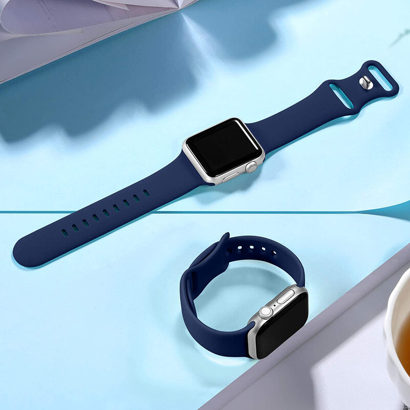 Tali Silikon untuk Apple Watch Band 44Mm 40Mm 38Mm 42Mm Sabuk Gelang Jam Tangan Pintar Gelang Korea IWatch 3 4 5 6 Se 7 45Mm 41Mm