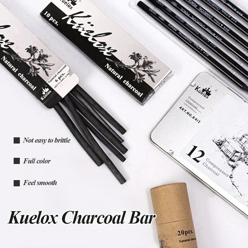 شريط الفحم Kuelox السلس ورقة أنبوب الصفصاف الفنان فن الطباشير تلوين مهنة أقلام رسم رسم لوازم